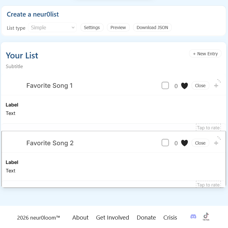 A preview of the neur0list tool
